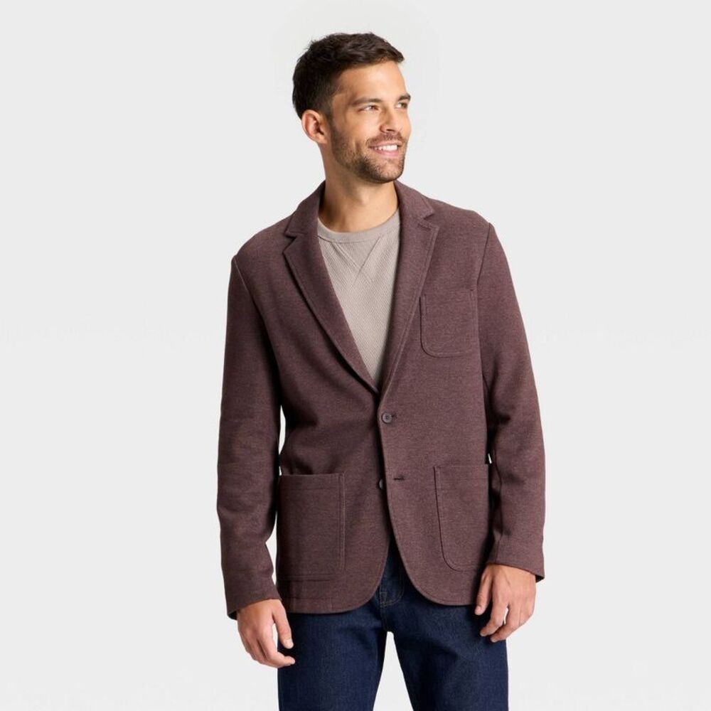 Men's Comfort Wear Knit Blazer - Goodfellow & Co Black Raspberry S